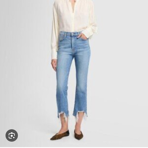 NWT 7 For All Mankind HIGH WAIST SLIM KICK WITH LONG SIDE HEM AND DESTROY Sz 30